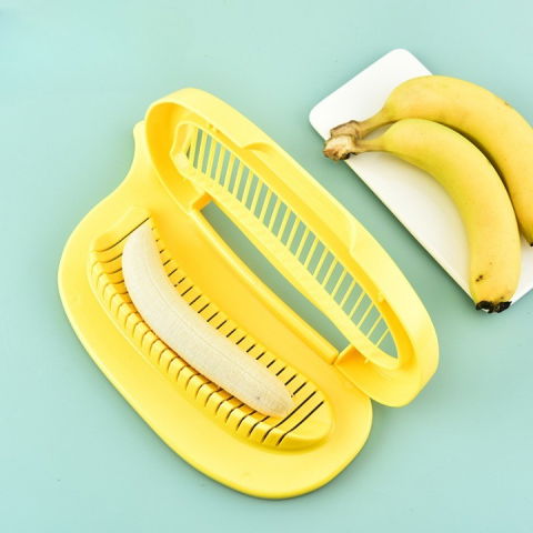 Feliator multifunctional pentru alimente, model banana, pentru legume si fructe, accesoriu pentru bucatarie, 28.8x18.3 cm, galben [3]