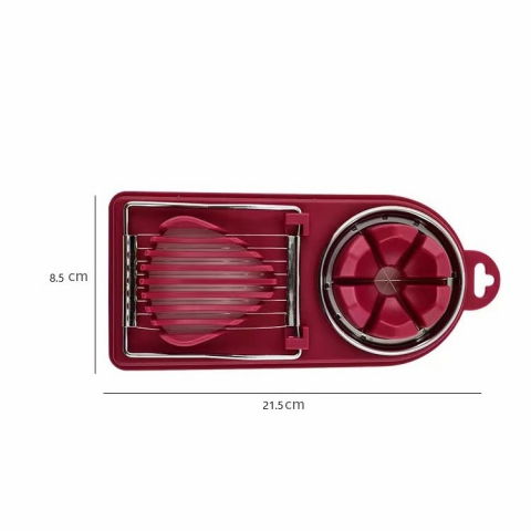 Feliator multifunctional  pentru oua, mozzarela, fructe, 2 forme de feliere, agatatoare, 20 cm, visiniu [7]