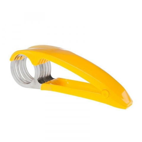 Accesorii pentru pregătirea alimentelor - Feliator pentru alimente, accesoriu pentru bucatarie, cutit pentru legume si fructe, model banana, ergonomic, 17.5x5x4 cm, galben