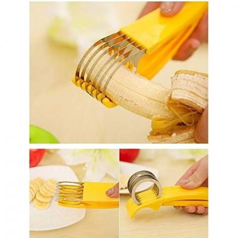 Feliator pentru alimente, accesoriu pentru bucatarie, cutit pentru legume si fructe, model banana, ergonomic, 17.5x5x4 cm, galben [7]
