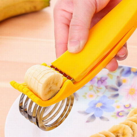 Feliator pentru alimente, accesoriu pentru bucatarie, cutit pentru legume si fructe, model banana, ergonomic, 17.5x5x4 cm, galben [9]