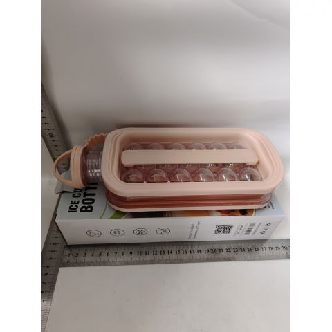 Forma pentru gheata 2 in 1 portabila, sub forma de sticla, sfere, diametru 3 cm, multifunctional, 17 bilute, 27.5 x 11.4 x 5.5 cm, culoare roz pal [7]