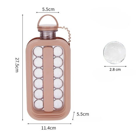 Forma pentru gheata 2 in 1 portabila, sub forma de sticla, sfere, diametru 3 cm, multifunctional, 17 bilute, 27.5 x 11.4 x 5.5 cm, culoare roz pal [5]