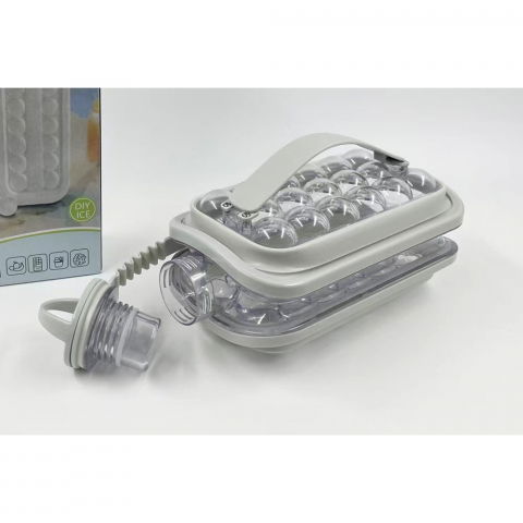 Forma pentru gheata 2 in 1 portabila, tavita sub forma de sticla, diametru 3 cm, multifunctional, 17 bilute de gheata, 27.5 x 11.4 x 5.5 cm, culoare alb [5]