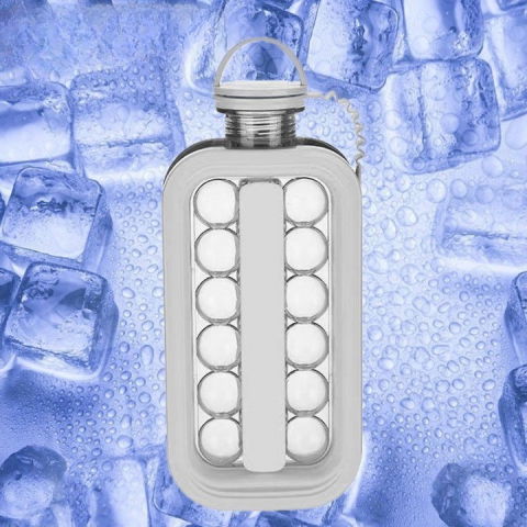 Forma pentru gheata 2 in 1 portabila, tavita sub forma de sticla, diametru 3 cm, multifunctional, 17 bilute de gheata, 27.5 x 11.4 x 5.5 cm, culoare alb [4]