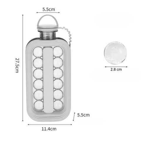 Forma pentru gheata 2 in 1 portabila, tavita sub forma de sticla, diametru 3 cm, multifunctional, 17 bilute de gheata, 27.5 x 11.4 x 5.5 cm, culoare alb [6]