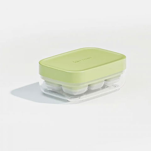 Forma pentru gheata cu presa  din silicon alimentar, 6 cuburi, caserola pentru depozitare, usor de folosit si curatat, 10.5 x 7.5 x 4.1 cm, verde [4]