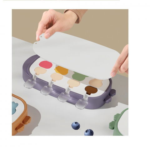 Forma pentru inghetata  4 compartimente, forme cu animalute, materialsilicon si abs, 21 x 12.8 x 3cm, mov [4]