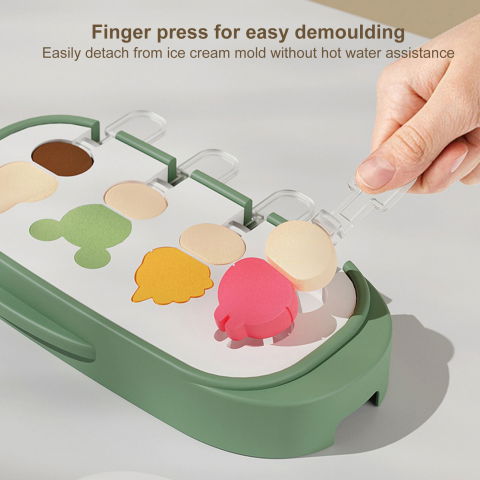 Forma pentru inghetata  4 compartimente, forme cu animalute, materialsilicon si abs, 21 x 12.8 x 3cm, verde [7]