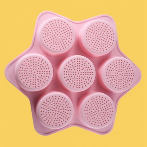 Forme de silicon pentru copt, 7 forme rotiunde, pentru burgeri si prajituri, 38.5 x 4 cm, roz [2]