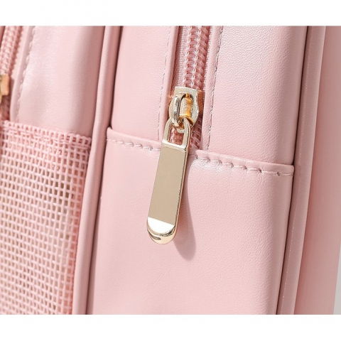 Geanta cosmetice de voiaj, dubla compartimentare, impermeabila, translucida mata, 35 x 22 x 15 cm, roz [5]