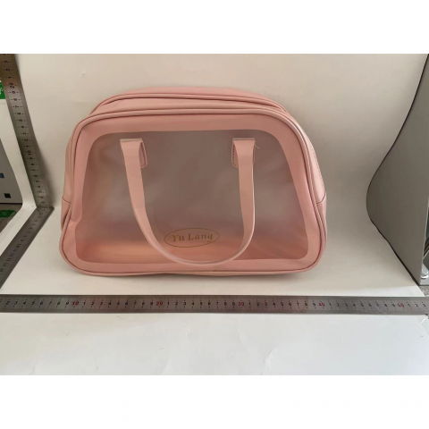 Geanta cosmetice de voiaj, dubla compartimentare, impermeabila, translucida mata, 35 x 22 x 15 cm, roz [11]