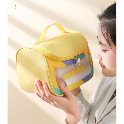 Geanta cosmetice de voiaj  impermeabila, translucida mata, 22 x 16 x 14 cm, galben [7]