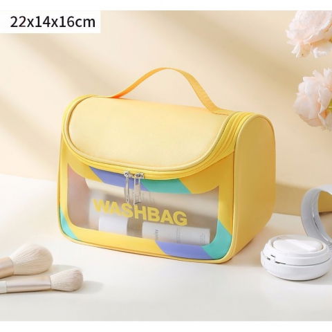 Geanta cosmetice de voiaj  impermeabila, translucida mata, 22 x 16 x 14 cm, galben [2]