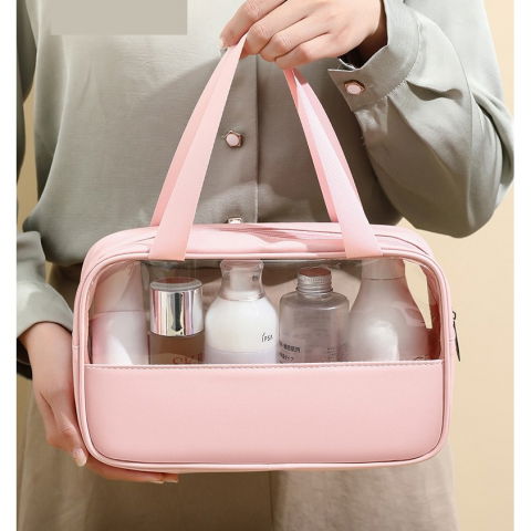 Geanta cosmetice  pentru voiaj sau organizare, material pvc/textil, impermeabila, portabila, 30 x 21 x 12 cm, roz [4]