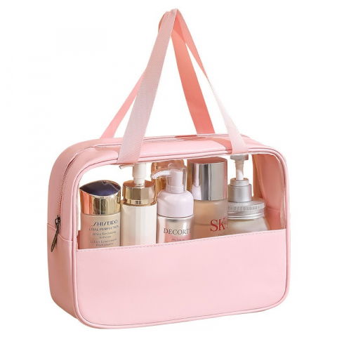 Genti, organizatoare şi accesorii voiaj - Geanta cosmetice  pentru voiaj sau organizare, material pvc/textil, impermeabila, portabila, 30 x 21 x 12 cm, roz