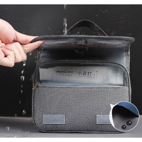 Geanta cosmetice voiaj, material panza, impermeabil, 3 compartimente, cu agatatoare, gri, 47 x 28 x 20   cm [3]