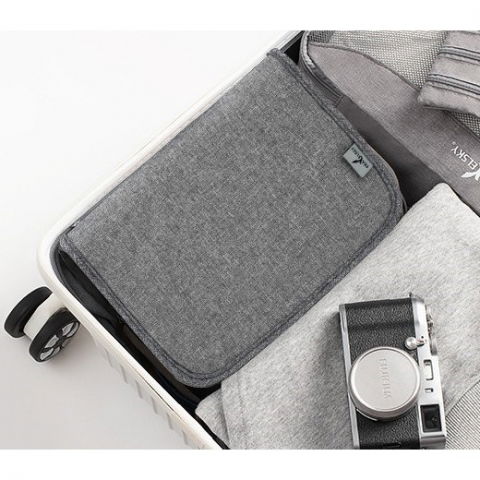 Geanta cosmetice voiaj, material textil, impermeabil, gri, 12.5 x 9 x 22 cm [8]