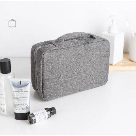 Geanta cosmetice voiaj, material textil, impermeabil, gri, 12.5 x 9 x 22 cm [6]