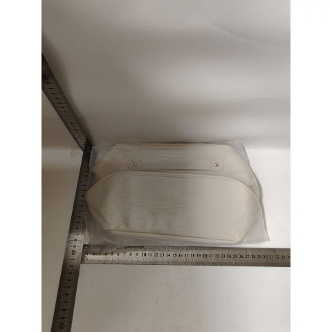 Geanta de calatorie  pentru cosmetice, portabila, impermeabila, din piele ecologica, compartimente multiple, cu fermoar, 23 x 11.5 x 10.5 cm, crem [15]