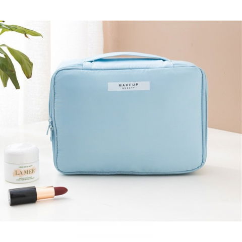 Geanta de calatorie, pentru cosmetice si articole de toaleta, material impermeabil, 2 in 1, portfard interior detasabil, 23 x 16 x 8 cm, albastru [2]