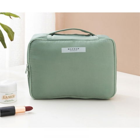 Geanta de calatorie, pentru cosmetice si articole de toaleta, material impermeabil, 2 in 1, portfard interior detasabil, 23 x 16 x 8 cm, verde [4]