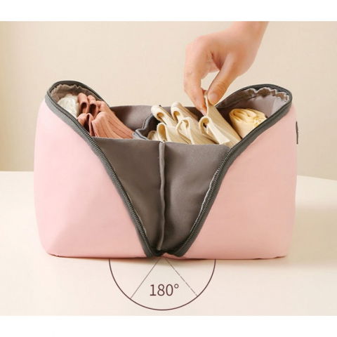 Geanta de depozitare 3 in 1, portabila, pentru lenjerie, sutiene si sosete, multi-functionala, pentru bagaj, calatorii si afaceri, 23 x 13 x 13, roz [4]