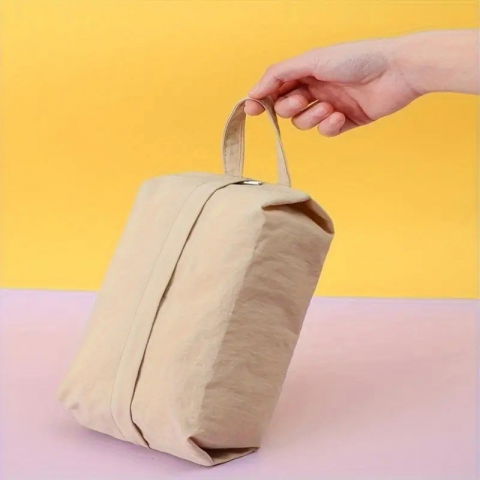 Geanta de depozitare, pentru haine mici, lenjerie, sosete, cosmetice, impermeabila, cu maner, 10x20x3 cm, crem [3]