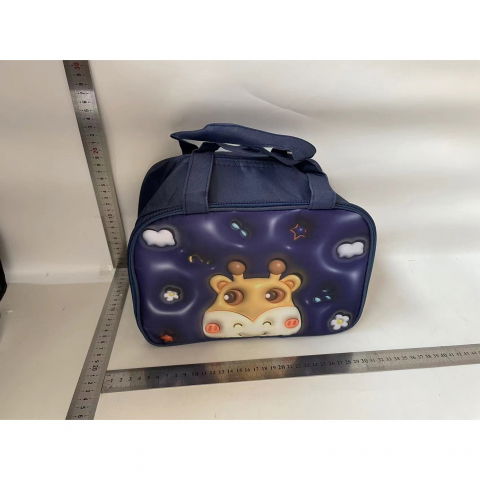 Geantă frigorifică, cu desene animat 3d, portabilă pentru copii, de prânz, din pânză oxford, 27.5x18x20 cm, model cerb, albastru [1]