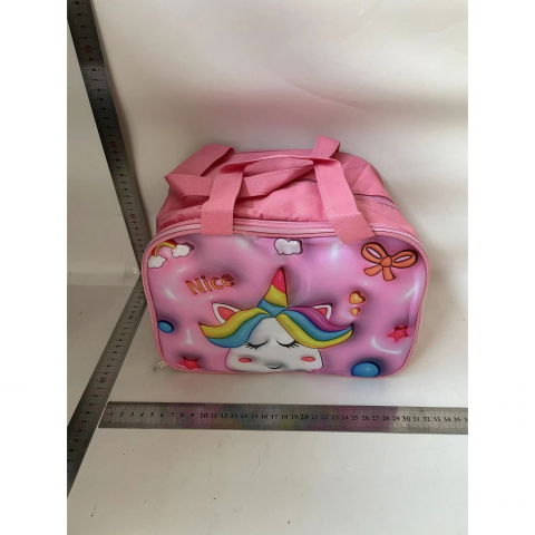 Geantă frigorifică, cu desene animat 3d, portabilă pentru copii, de prânz, din pânză oxford, 27.5x18x20 cm, model unicorn, roz [1]