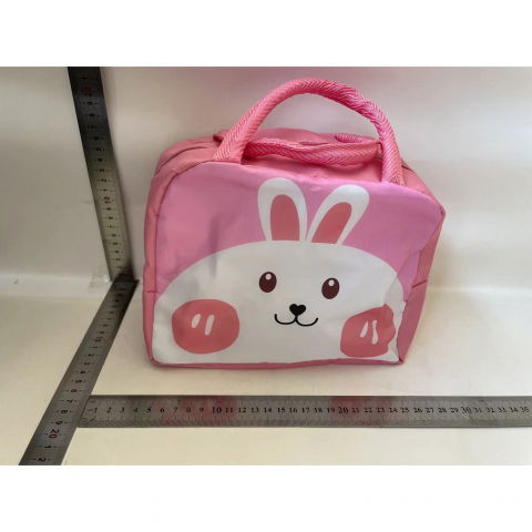 Geantă frigorifică, cu desene animat, portabilă pentru copii, de prânz, din pânză oxford, 22x14x19 cm, model iepuras, roz [1]
