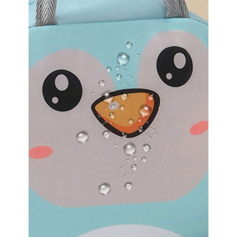 Geantă frigorifică, cu desene animat, portabilă pentru copii, de prânz, din pânză oxford, 22x14x19 cm, model pinguin, albastru [4]