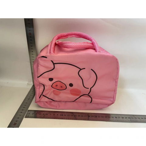Geantă frigorifică, cu desene animat, portabilă pentru copii, de prânz, din pânză oxford, 22x14x19 cm, model purcelus, roz [1]