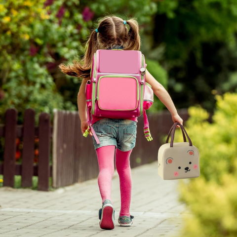 Geantă frigorifică, cu desene animat, portabilă pentru copii, de prânz, din pânză oxford, 22x14x19 cm, model ursulet, bej [2]