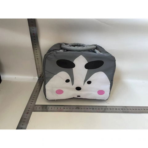 Geantă frigorifică, cu desene animat, portabilă pentru copii, de prânz, din pânză oxford, 22x14x19 cm, model vulpe, gri [1]