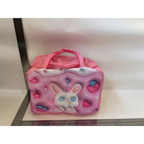 Geantă frigorifică, cu desene animate 3d, portabilă pentru copii, de prânz, din pânză oxford, 23x13x19 cm, model iepuras, roz [1]