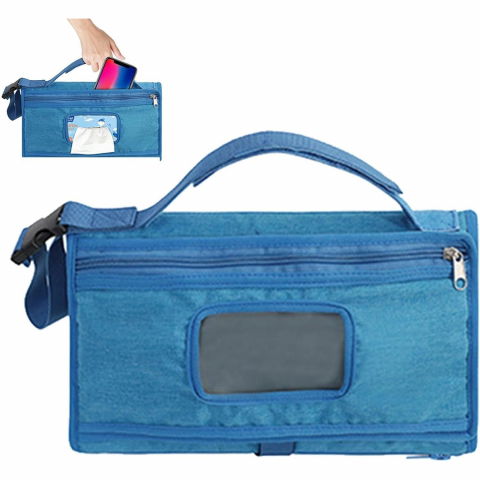 Geanta multifunctionala, tip aleza de schimbat scutece, impermeabila, din panza oxford, cu buzunare, usor de agatat, 30 x 20 cm, albastru [2]