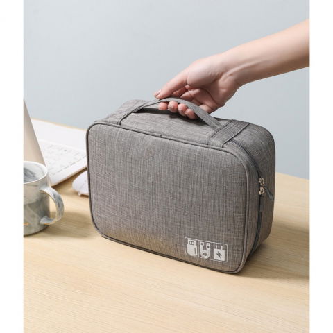 Geanta organizatoare  pentru cabluri si accesorii, portabila, impermeabila, 24,5 x 18 x10cm, gri [4]