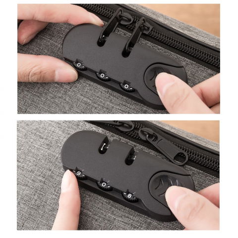 Geanta  pentru depozitare acte si documente, facturi, carduri, cu cod de securitate, 2 compartimente, impermeabila, 37 x 10.5 x 27 cm, gri [12]