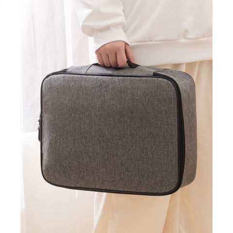 Geanta  pentru depozitare acte si documente, facturi, carduri, cu cod de securitate, 2 compartimente, impermeabila, 37 x 10.5 x 27 cm, gri [9]
