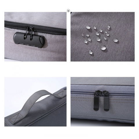 Geanta  pentru depozitare acte si documente, facturi, carduri, cu cod de securitate, 2 compartimente, impermeabila, 37 x 10.5 x 27 cm, gri [14]