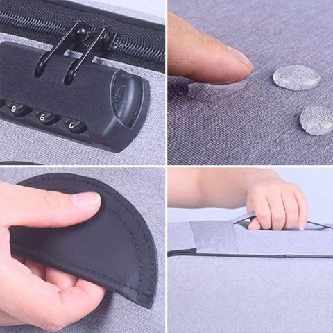 Geanta  pentru depozitare acte si documente, facturi, carduri, cu cod de securitate, 5 compartimente, impermeabila, 37 x 20 x 27 cm, gri [4]