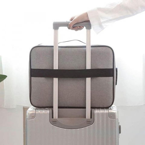 Geanta  pentru depozitare acte si documente, facturi, carduri, cu cod de securitate, 5 compartimente, impermeabila, 37 x 20 x 27 cm, gri [5]