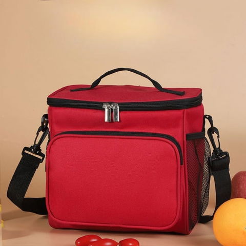 Geanta pentru pranz, multifunctionala, compartimentata, 2 tipuri de manere, impermeabila, 26x24x17 cm, rosu [5]