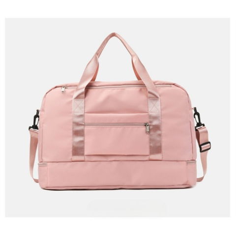 Geanta pliabila, pentru voiaj, buzunare multiple, de mana, impermeabila, material textil, capacitate 8 kg, dimensiune deschisa 42x28x10 cm, roz [7]