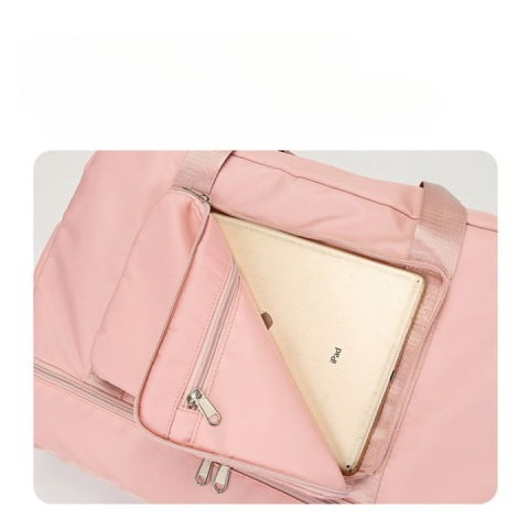 Geanta pliabila, pentru voiaj, buzunare multiple, de mana, impermeabila, material textil, capacitate 8 kg, dimensiune deschisa 42x28x10 cm, roz [5]