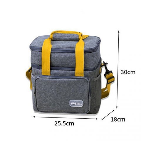 Geanta termica, 2 compartimente separate, multifunctionala, impermeabila, manere si curea de umar, 25.5x18x30 cm, gri [1]