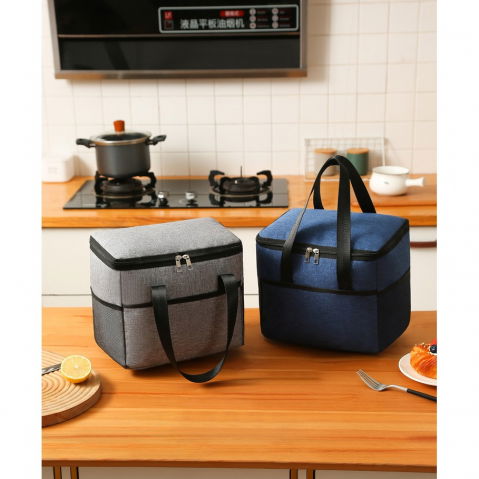 Geanta termica  pentru pranz, compartimente telefon si tacamuri, multifunctionala, impermeabila, 24x18x21 cm, albastru [4]