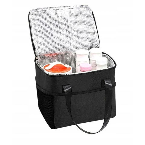 Geanta termica  pentru pranz, compartimente telefon si tacamuri, multifunctionala, impermeabila, 24x18x21 cm, negru [5]