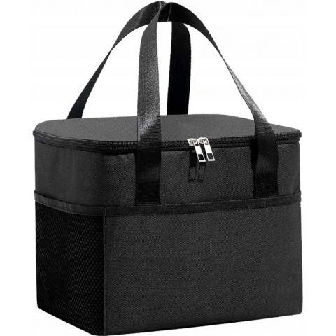 Geanta termica  pentru pranz, compartimente telefon si tacamuri, multifunctionala, impermeabila, 24x18x21 cm, negru [4]
